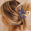 BARTOSI Copper Wire Flower Hair Claw Clips Blue Handmade Beaded Hair Clip Floral Hair Claw Clamps Hair Accessories for Women