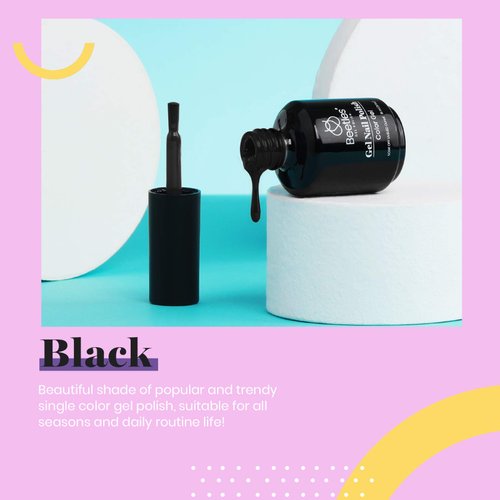 Beetles Gel Nail Polish, 1 Pcs 15ml Audrey Black Color Soak Off Gel Polish Nail Art Manicure Salon DIY Nail Uv Lamp Gel Nail Design Decoration at Home Gift for Women Gel Nail Polish