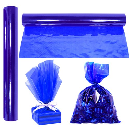 Cellophane Wrap Roll Royal Blue | 100’ Ft Long X 16” in. Wide | 2.3 Mil Thick Transparent Royal Blue | Gifts, Baskets, Treats Cellophane Wrapping Paper | Colorful Cello Décor, Decorations |by Anapoliz