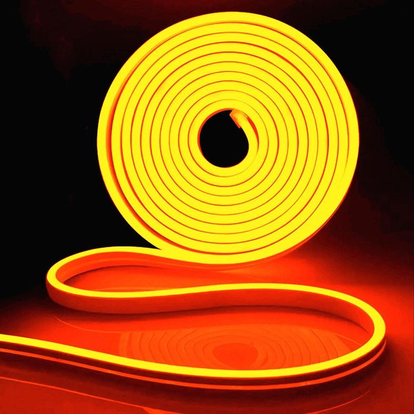 iNextStation Neon Led Strip Lights Orange, 16.4ft/5m Neon Light Strip 12V Silicone Waterproof Flexible LED Neon Lights for Bedroom Festival Party Neon Sign DIY Decor (Power Adapter not Included)