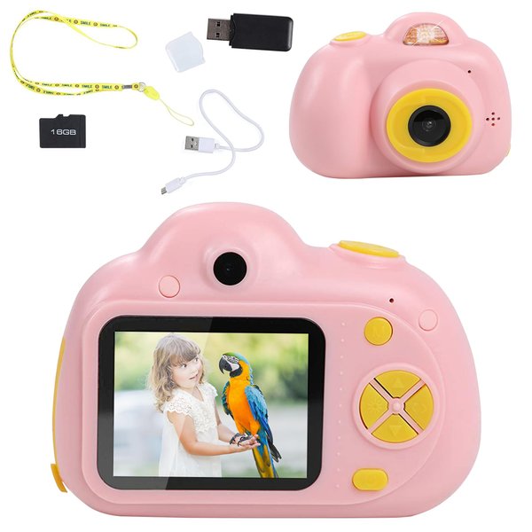 IQ Toys Digital Camera for Kids- Takes Pictures, Videos, and Digital Image Playback. USB Cable, 16 GB SD Card, and USB Card Reader Included (Pink)