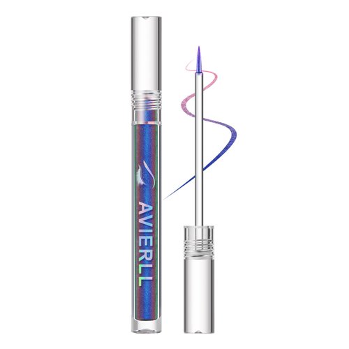 AVIERLL Metallic Change Eyeliner Long Lasting Waterproof Very Fine Stick Brush Green Eyeliner Orchid Liquid Eyeshadow Halloween Makeup(Color_01# 1pc)