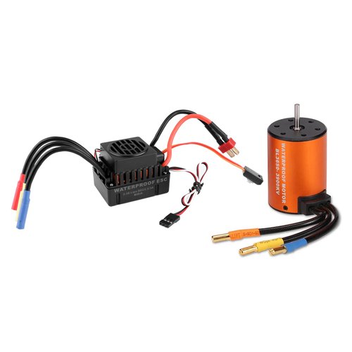 GoolRC Brushless Motor Upgrade Waterproof 3650 3900KV Brushless Motor with 60A ESC Combo Set for 1/10 RC Car Truck