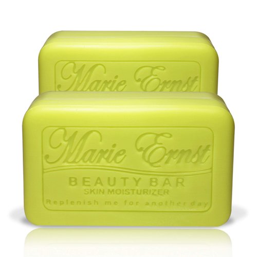 Marie Ernst 2-Pack, 4 Lemon Half Bar Soaps That Combine into 2 Full Lemon Verbena Bars, Shea Butter, Olive Oil, Aromatic Scented Lemongrass, Vegan Bath Soap for Men and Women
