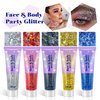 Holographic Body Glitter Gel, 120ml Face Shimmer Makeup for for Hair, Face, Arm, Nail, Eyeshadow, 2 Jars Chunky and Powder Mixed Iridescent Sequins Party Glitter Gel for Rave Festival (Red & Green)