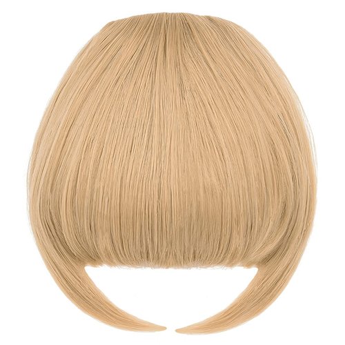 Rose bud Bangs Hair Clip in Bangs Hair Extensions Synthetic Flat Bang with Temples Front Face Fringe Bangs Hair Pieces for Women Dark Ash Blonde