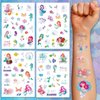 Mermaid Temporary Tattoos for Kids，86 Metallic Style Bronzing Fake Tattoos For Mermaid Birthday Party Gift Favor，Adorable Mermaid Tail Starfish Conch Octopus Ocean Animal Design