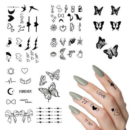 ZZXLLRO 33 Sheet Small Semi Permanent Tattoo, Custom Temporary Tattoos for Finger Hands, Last 1-2...