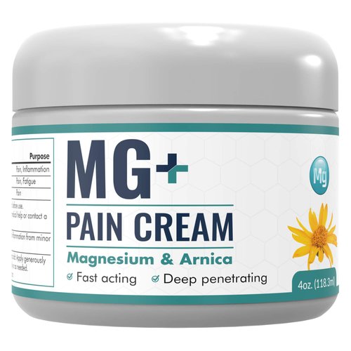 Mars Wellness MG+ Pain Cream - Extra Strength Magnesium and Arnica Cream - 4 OZ Tub - Sore Legs and Joints, Leg Cramps, Sports and Arthritis Pain Rub - 1 Pack