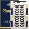 Magnetic Eyelashes with Eyeliner Kit- 10 Pairs Premium 3D Natural Look Reusable Magnetic Lashes with Applicator, 4 Tube Strong Magnetic Eye Liner by Menaka, Easy Magnet Lashes to Apply.