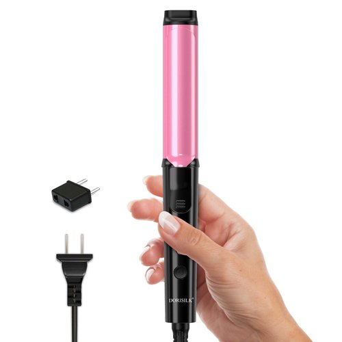 DORISILK Small Barrel Curling Iron for Short and Medium Hair，1 Inch Mini Curling Iron Travel Size，Dual Voltage Curling Iron for European and International Voltage，Eeramic Curling Wand