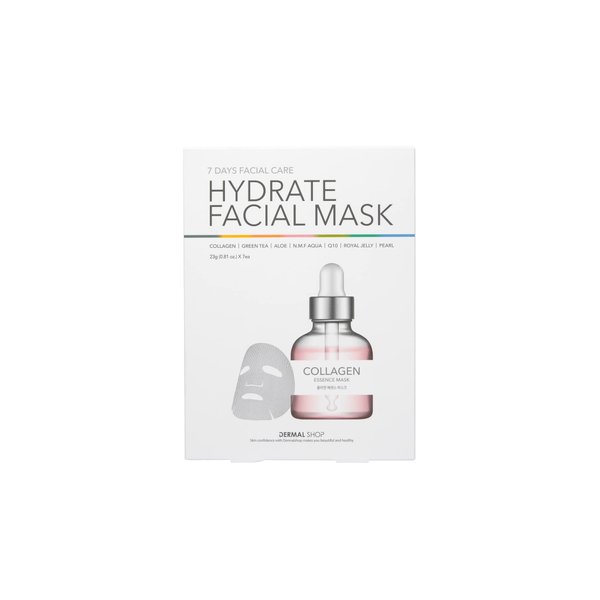 Dermal Shop Hydrate Facial Mask - 7 Masks for Daily Use - Skincare Sheet for Oily, Dry, Sensitive Skin - Anti Aging Full Face Mask - Moisturize & Tighten Your Skin