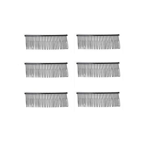 10 PCS 30 Teeth/12cm Long Hair Clip Combs Metal Wire Hair Combs Wire Twist Bridal Wedding Party Comb Barrettes Hair Pins Veil Hair Comb Bulk For Women Girls (Black)