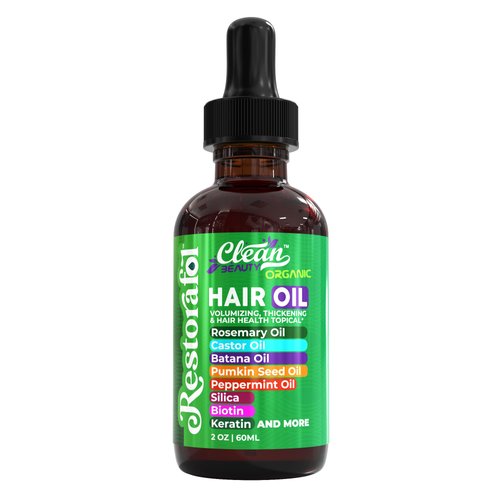 Clean Beauty Rosemary Hair Oil with Castor, Pumpkin Seed, Peppermint, Silica, Biotin, Keratin, Saw Palmetto, Horsetail, Tea Tree, Eucalyptus, Vitamin E, Aloe Vera, Jojoba (2)