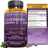 Viva Naturals Sambucus Elderberry with Zinc and Vitamin C for Adults, Vitamin D 5000 IU and Ginger - Immune Support Supplement, 60 Count - Black Dried Elderberry Capsules for Adults