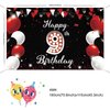 JOYKY Happy 9th Birthday Banner, Red Black Happy 9th Birthday Party Decorations for Boys Girls, 9 Year Old Birthday Supplies Backdrop Décor, 5.9 X 3.8 Fts