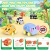 New Pull Back Vehicle & Music Mat Set, Soft Baby Toy Set with 4 Cute Animal Cars and Touch Play Blanket, New Interactive Mode, Folding and Storage 2-in-1, First Birthday Gifts for Toddler Toys 1-3