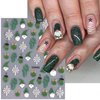 Christmas Nail Art Stickers 5D Embossed Self-Adhesive Glitter Christmas Snowman Gingerbread Man Snowflake Gnome Reindeer Nail Design Xmas Tree Bell Nail Decals New Year Holiday Manicure Decor 4Sheets