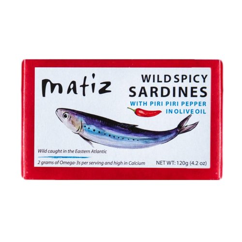 Matiz Spicy Wild Spanish Sardines in Olive Oil and Piri Piri Pepper, 4.2 oz (5 Pack) | Imported f...