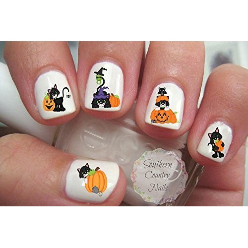 Cute Halloween Cat Set 3 Nail Art Decals