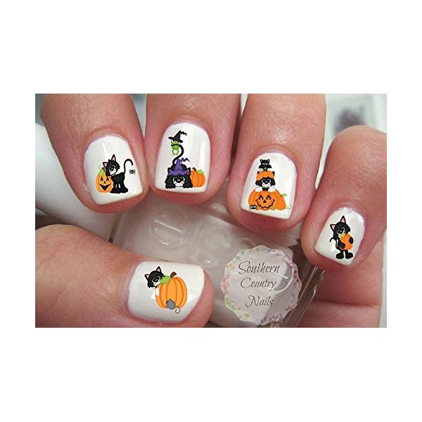 Cute Halloween Cat Set 3 Nail Art Decals