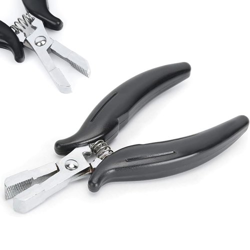 BLUPLE Fusion Bond Crusher Tool for Keratin Hair Extensions Pliers for Micro Rings Beads, Black Hair Extensions opener and Removal Tool, Professional Hair Extension Tool (1pc Black)