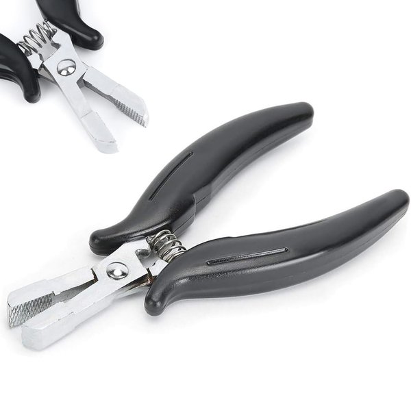BLUPLE Fusion Bond Crusher Tool for Keratin Hair Extensions Pliers for Micro Rings Beads, Black Hair Extensions opener and Removal Tool, Professional Hair Extension Tool (1pc Black)