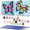 nekpiahu 2 Framed Butterfly Paint by Numbers Kit for Kids - Kids Paint by Number Kits Age 5-8-12, Easy Acrylic Oil Paint by Number for Kids 8x8inch