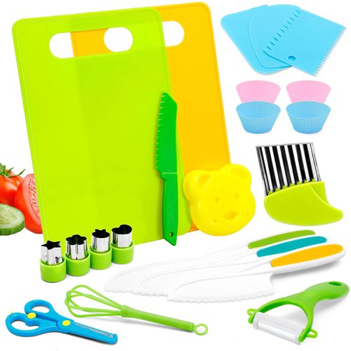 Toddler Knife Set - 23 Pcs Kids Knife Set for Chopping, Mini Chef Knife Set for 2 3 4 5 6 7 8 9 10 Year Old Girl Boy Gift