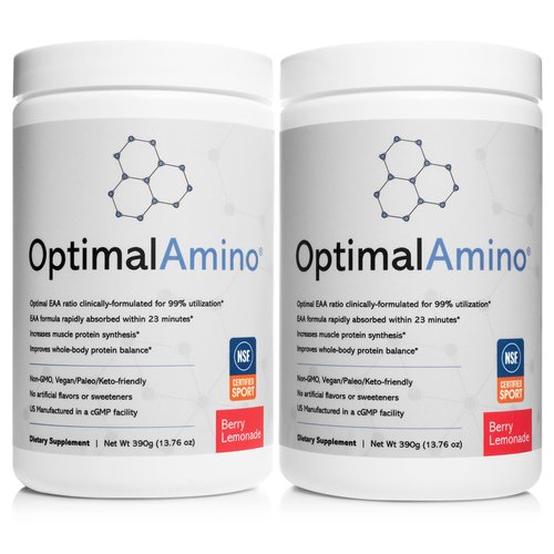 OptimalAmino® Fitness Bundle (1 Month) Best Pre/Post Workout Recovery Drink, 99% Utilization Essential Amino Acid Supplement, NSF Certified for Sport® Certified