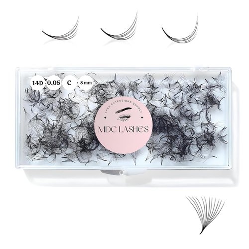 MDC LASHES Promades Eyelash Fan 500fans | 5D-16D, 0.05-0.07 Thickness, C/CC/D Curls, 8-18mm | Volume Lash Extensions Premade Lash Fans Pro Made False Eyelashes Pestanas Pelo A Pelo (10D-0.07-D-16)