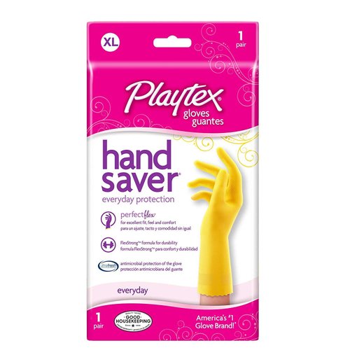 PLAYTEX HandSaver Rubber Gloves for Kitchen and Household Cleaning (8 Pairs), XL
