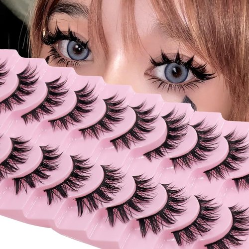 AUGENL 10Pairs False Eyelashes Cute Japanese Style Makeup Thick Eye Lash Extension,Cosplay Anime ...
