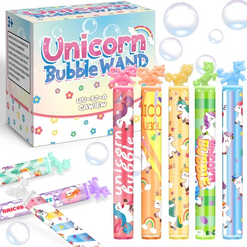 Bubble for Unicorn Party Favors, 32 PCS Mini Bubble Wand for Kid, 8 Colors Bubbles in Bulk for Pastel Party Supplies, Unicorn Birthday Decoration for Girl, Classroom Goody Bag Filler Stuffers