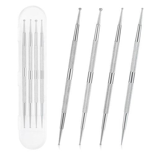 ASTER 4Pcs Nail Art Dotting Tools, Professional Ball End Nail Art Tools Dotting Pen Tool Nail Art Tip Stainless Steel Dot Paint Pens Manicure Kit for Home Beauty Nail Salon