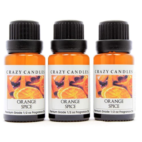 Orange Spice (Made in USA) 3 Bottles 1/2 Fl Oz Each (15ml) Premium Grade Scented Fragrance Oil (Sweet Oranges with Cinnamon and Cloves)