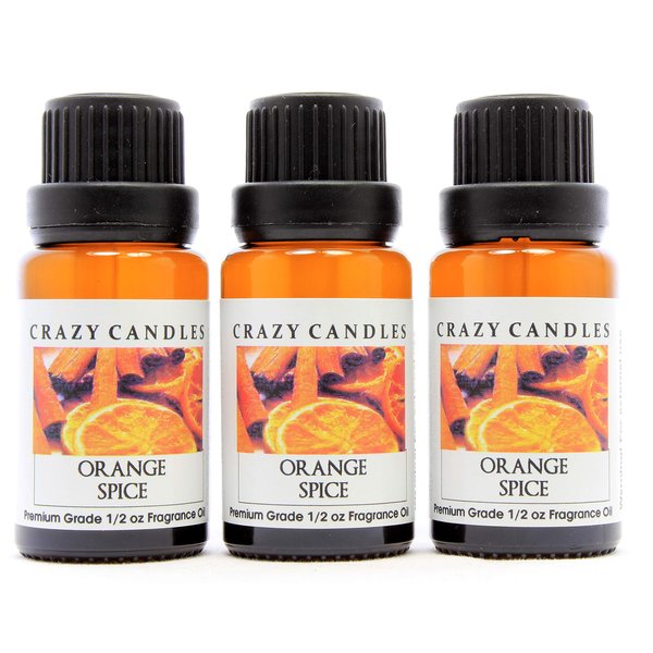 Orange Spice (Made in USA) 3 Bottles 1/2 Fl Oz Each (15ml) Premium Grade Scented Fragrance Oil (Sweet Oranges with Cinnamon and Cloves)