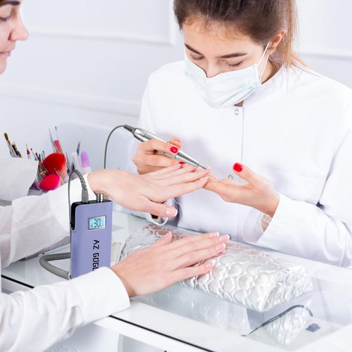 Rechargeable Nail Drill Machine, AZ GOGO 30000RPM Professional Portable Nail Drills for Acrylic Gel Nails - Electric E File with LCD Display(Purple)