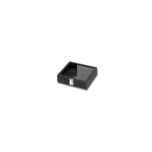 Jewelry Case w/Glass Lid 1/2 Size Black Trays Jewelry Display