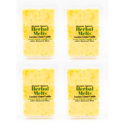 Swan Creek Luscious Lemon Vanilla 5.25oz Drizzle Melts 4-Pack | Soy Wax Melts Herbal Fragrance for The Home | Citrus Scented Break Apart Soybean Wax | Made in The USA