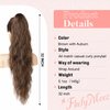 FLUFYMOOZ Ponytail Extension, Flexible Wrap Around Ponytail Extension Long Wavy Curly Ponytail Hair Extensions Natural pony tail Synthetic Hairpiece for Women 32 Inch (Brown with Auburn)