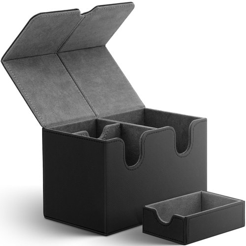 Kitoyz Card Deck Box for Commander Deck, Double Deck Box With Dice Tray Holds 200+ Sleeved Trading Cards, Card Case Storage Box Fits for Game Cards