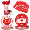 168 Pcs Nurse Graduation Party Decorations, Doctor Nurse Medical Birthday Party Tableware Set 24 Guests Dinner Dessert Plates Cups Napkins for Doctors Day Nursing School Office Party Supplies (Red)