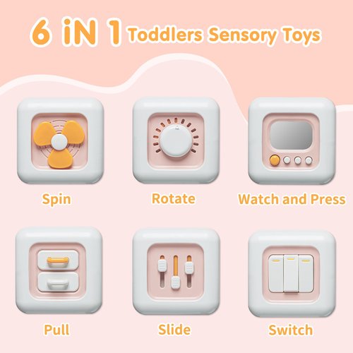 Montessori Toys for 1 Year Old, Baby Busy Board for Toddler 1-3, Activity Cube Travel Airplane Toys for Babies 12-18 Months,Christmas Birthday Gifts, Stocking Stuffers for 1 Year Old Girls