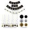 YEOCU 40th Birthday Decorations, Happy Birthday Banner with Honeycomb Balls, Gifts Hanging Swirl Streamers, Circle Dots Garland - Happy Birthday Party Decorations for Women Men (Black and Gold, 40th)