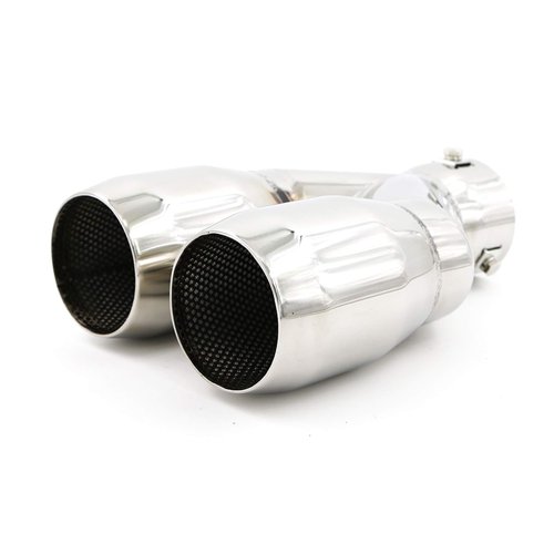 RP Remarkable Power, Fit for 2.5 Inch Inlet 2x2.6" Outlet 8.85" Overall Length Stainless Steel Clamp on Dual Exhaust Tip Tailpipe Duo Layer 2.5"X(2.6"X2) X8.85" EXT45
