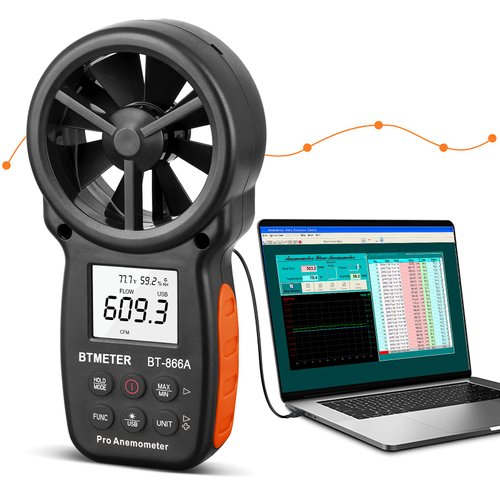 BTMETER BT-866A Pro Handheld HVAC Anemometer for CFM Air Flow, Wind Speed Meter Gauge Measures Wi...