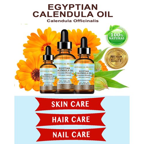 Botanical Beauty CALENDULA OIL Egyptian Calendula Officinalis Marigold Oil Pure Natural for FACE, SKIN, BODY, HAIR, NAILS 1Fl.oz.- 30 ml Skin Moisturizer Oil