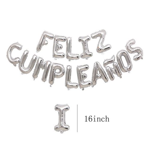 Letter Balloons Feliz Cumpleanos Silvery Balloon Happy Birthday Balloons Birthday Banner Decoration Party Decoration Supplies