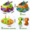 Remote Control Car for Toddler, Toys for 2 3 4 Year Old Boy, 2 Pack Toddler RC Car for Kids 3-5 with LED Lights & Music, Dinosaur Toys for Ages 2-4 , Christmas Birthday Gift Ideas for Toddler